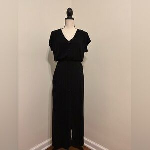 Modcloth Black Faux Button Front Midi Dress